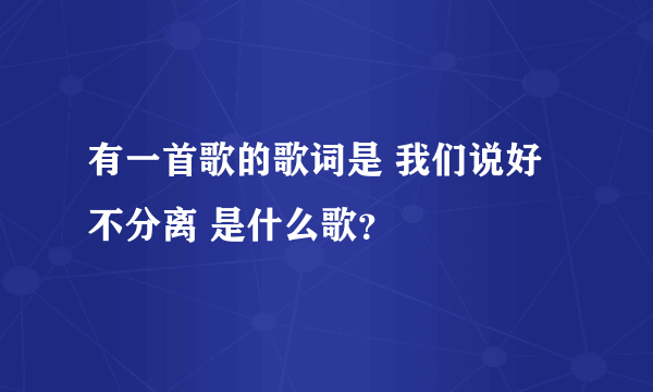 有一首歌的歌词是 我们说好不分离 是什么歌？