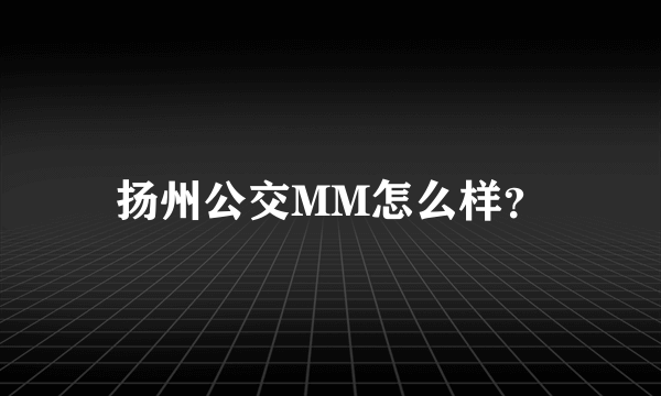 扬州公交MM怎么样？