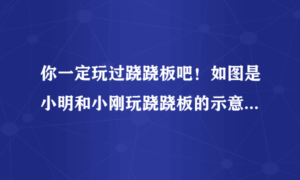 你一定玩过跷跷板吧！如图是小明和小刚玩跷跷板的示意图，横板绕它的中点O上下转动，立柱OC与地面垂直．