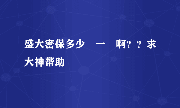 盛大密保多少錢一個啊？？求大神帮助