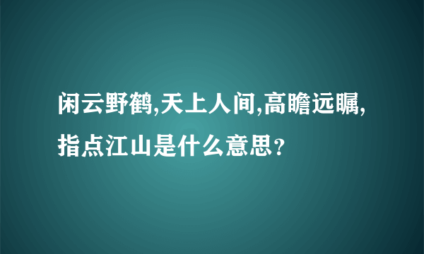 闲云野鹤,天上人间,高瞻远瞩,指点江山是什么意思？