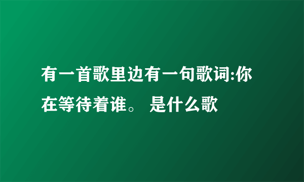 有一首歌里边有一句歌词:你在等待着谁。 是什么歌