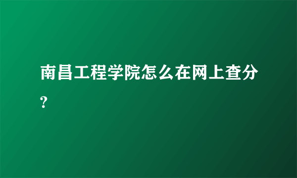 南昌工程学院怎么在网上查分?