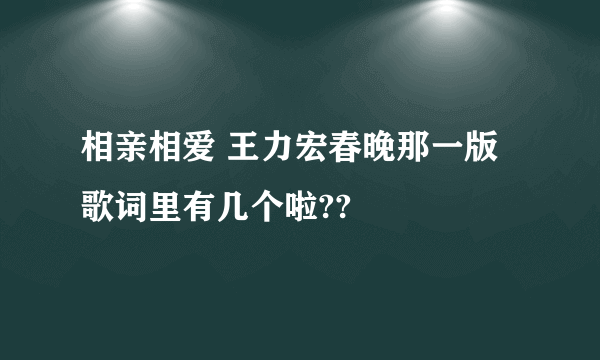 相亲相爱 王力宏春晚那一版 歌词里有几个啦??