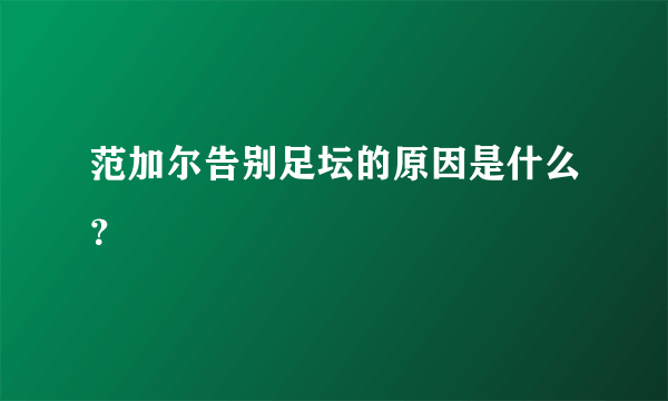 范加尔告别足坛的原因是什么？