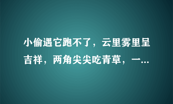 小偷遇它跑不了，云里雾里呈吉祥，两角尖尖吃青草，一统千秋驾六龙。这首说的可能是什么动物？