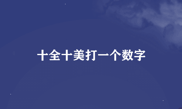 十全十美打一个数字