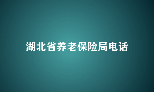 湖北省养老保险局电话