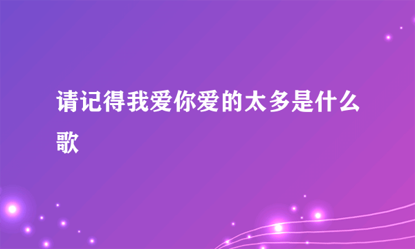 请记得我爱你爱的太多是什么歌