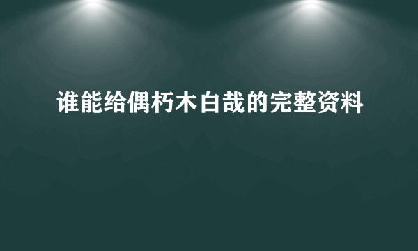 谁能给偶朽木白哉的完整资料