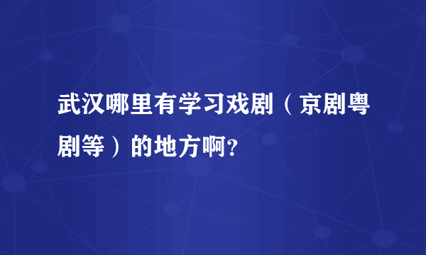 武汉哪里有学习戏剧（京剧粤剧等）的地方啊？