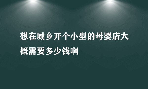 想在城乡开个小型的母婴店大概需要多少钱啊