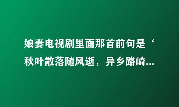 娘妻电视剧里面那首前句是‘秋叶散落随风逝，异乡路崎岖’的歌叫什么名字？