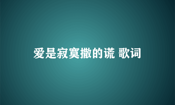 爱是寂寞撒的谎 歌词