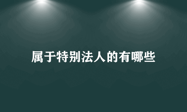 属于特别法人的有哪些