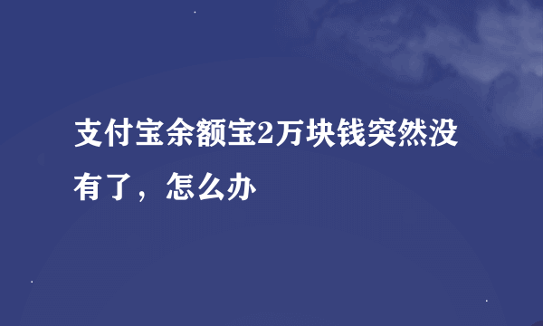 支付宝余额宝2万块钱突然没有了，怎么办