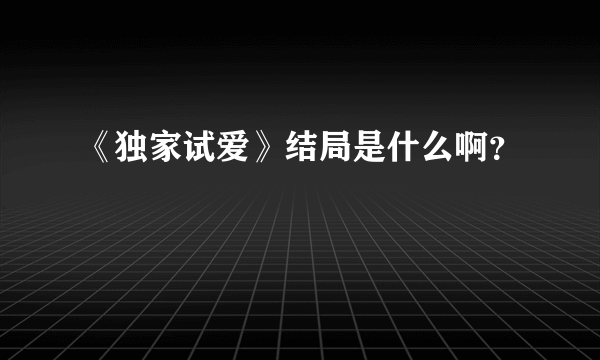 《独家试爱》结局是什么啊？