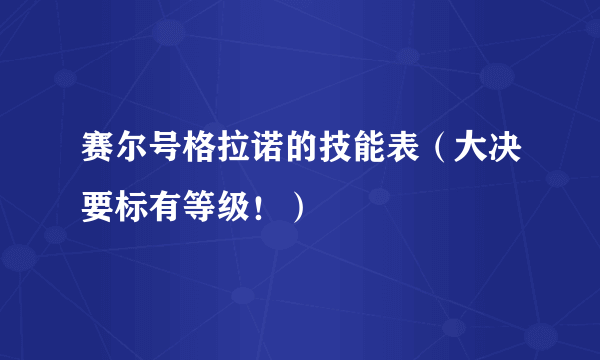 赛尔号格拉诺的技能表（大决要标有等级！）