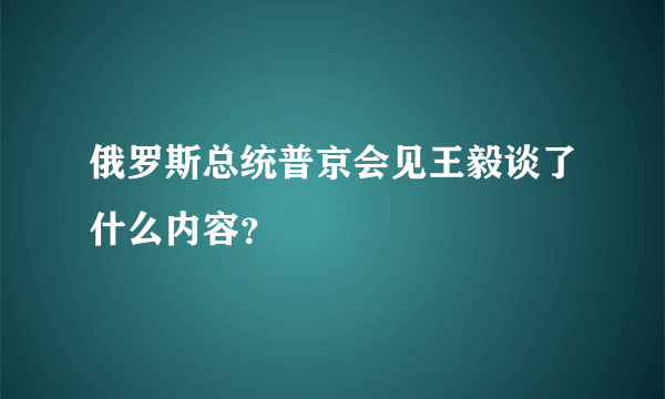 俄罗斯总统普京会见王毅谈了什么内容？