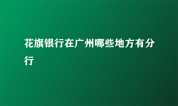 花旗银行在广州哪些地方有分行