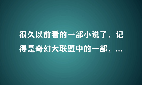 很久以前看的一部小说了，记得是奇幻大联盟中的一部，主角叫夜什么寒的，和“风之暗黑传”同系的