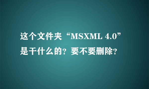 这个文件夹“MSXML 4.0”是干什么的？要不要删除？