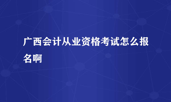 广西会计从业资格考试怎么报名啊