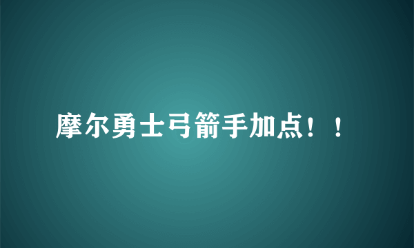 摩尔勇士弓箭手加点！！