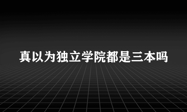 真以为独立学院都是三本吗