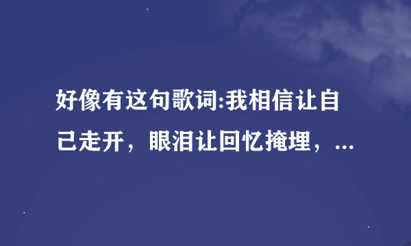 好像有这句歌词:我相信让自己走开，眼泪让回忆掩埋，可转过身我才发现心痛那么实在