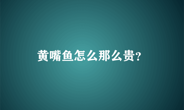 黄嘴鱼怎么那么贵？