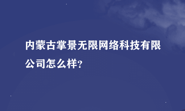 内蒙古掌景无限网络科技有限公司怎么样？