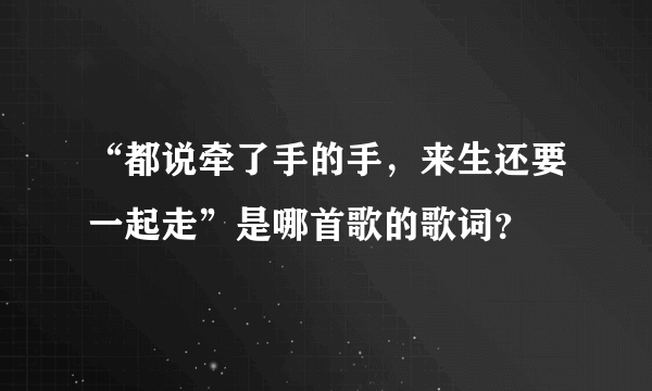 “都说牵了手的手，来生还要一起走”是哪首歌的歌词？