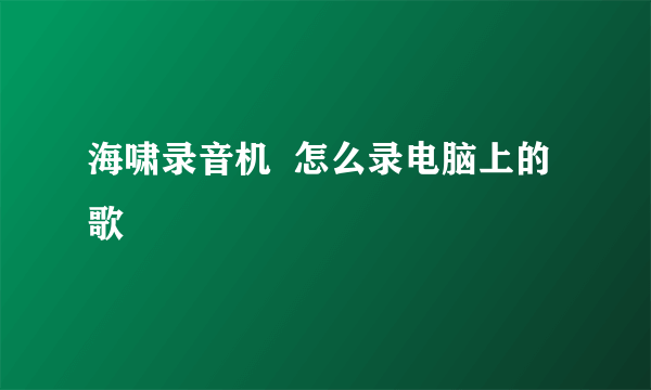 海啸录音机  怎么录电脑上的歌