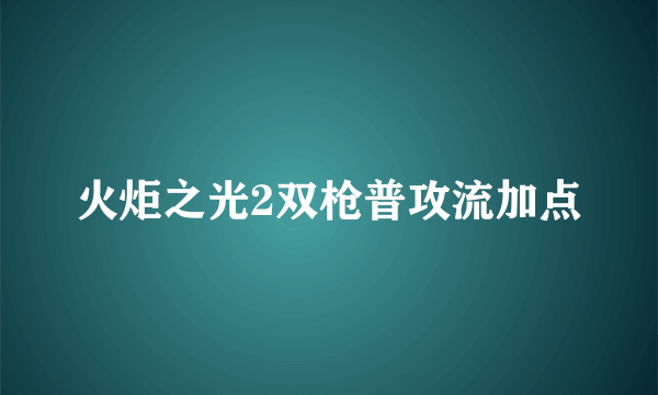 火炬之光2双枪普攻流加点