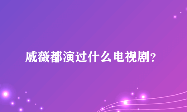 戚薇都演过什么电视剧？