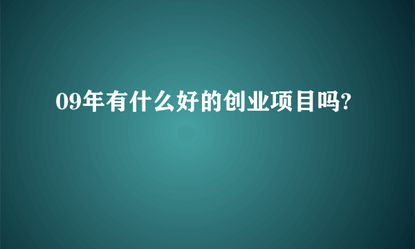 09年有什么好的创业项目吗?