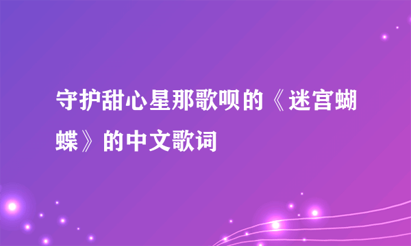 守护甜心星那歌呗的《迷宫蝴蝶》的中文歌词