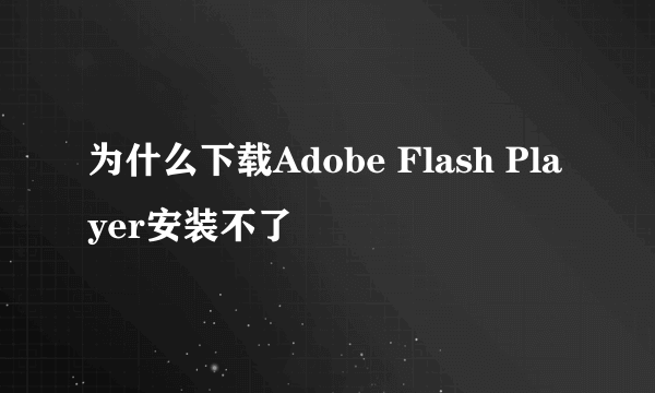 为什么下载Adobe Flash Player安装不了