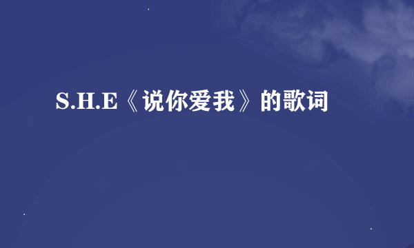 S.H.E《说你爱我》的歌词