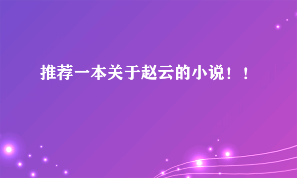 推荐一本关于赵云的小说！！