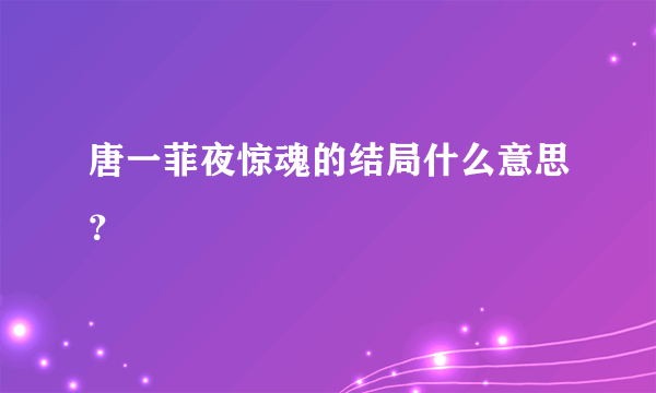 唐一菲夜惊魂的结局什么意思？