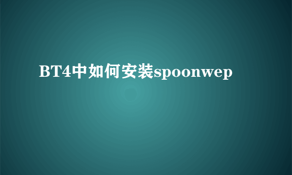 BT4中如何安装spoonwep