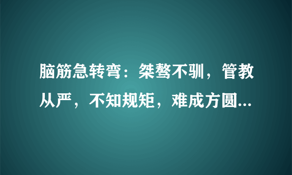 脑筋急转弯：桀骜不驯，管教从严，不知规矩，难成方圆打一生肖？