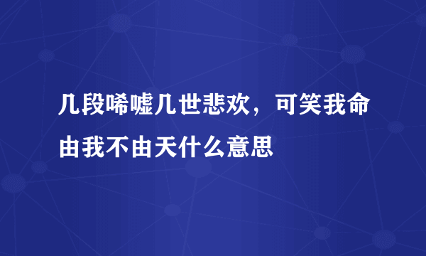 几段唏嘘几世悲欢，可笑我命由我不由天什么意思