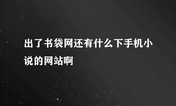 出了书袋网还有什么下手机小说的网站啊