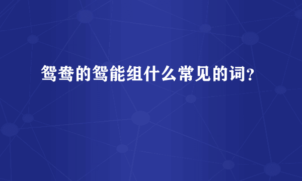 鸳鸯的鸳能组什么常见的词？