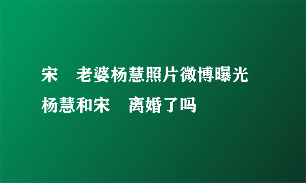 宋喆老婆杨慧照片微博曝光 杨慧和宋喆离婚了吗