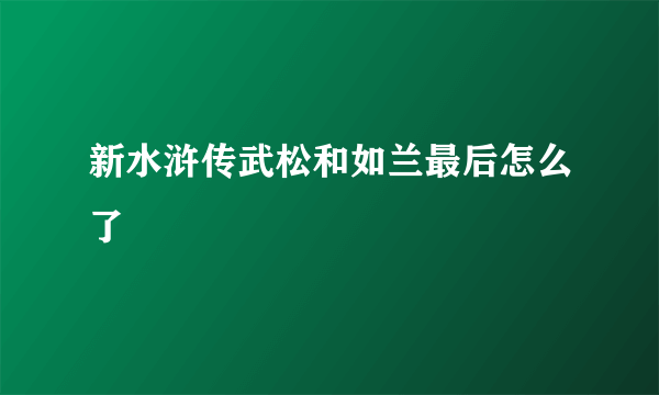 新水浒传武松和如兰最后怎么了