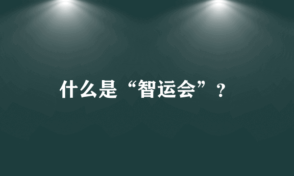 什么是“智运会”？